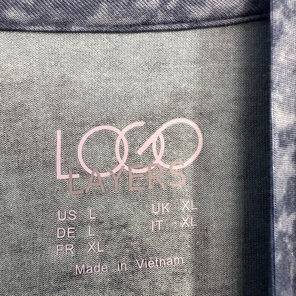 LOGO by Lori Goldstein Blue and Light Blue Spattered Paint Open Cardigan - Picture 2 of 11